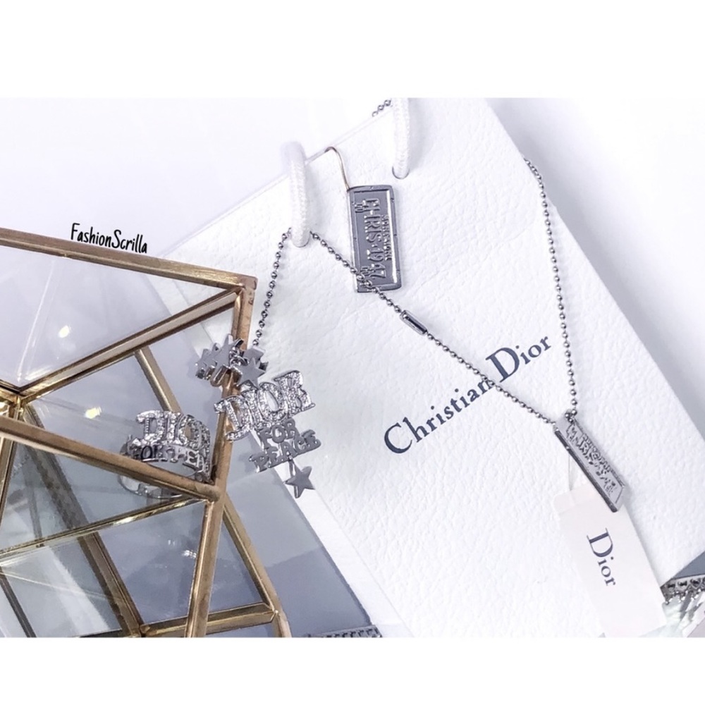 Vintage Christian Dior 70’s Silver Diamanté Crystal Dior For Peace Logo Earrings - Picture 8 of 17